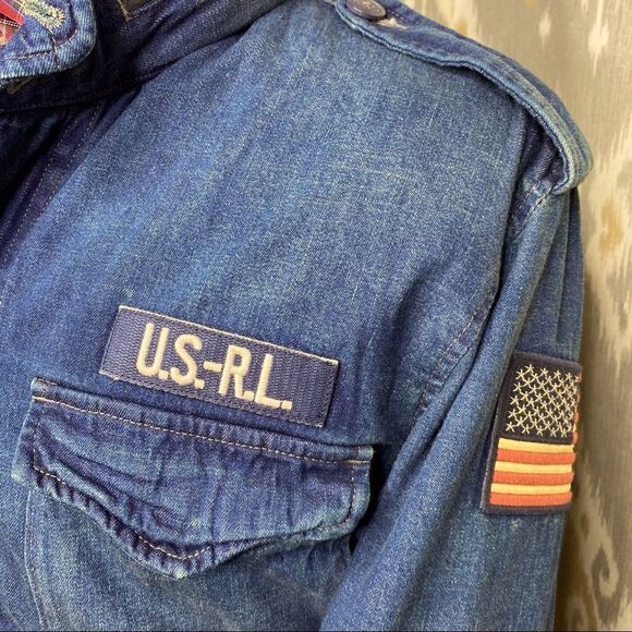 Polo Ralph Lauren Deep Indigo Denim Military Field Jacket - Picture 3 of 17